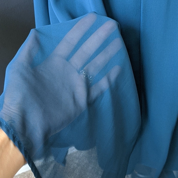 Connected Apparel teal chiffon dress - Picture 7 of 8